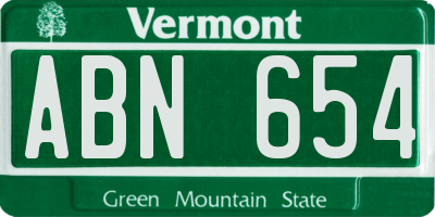 VT license plate ABN654