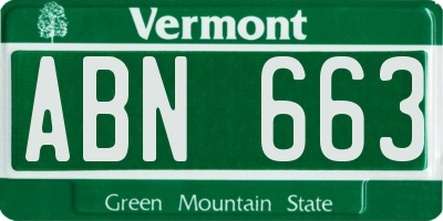 VT license plate ABN663