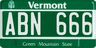 VT license plate ABN666