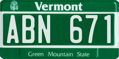 VT license plate ABN671