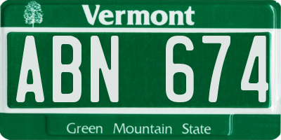 VT license plate ABN674