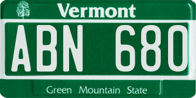 VT license plate ABN680