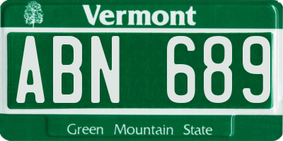 VT license plate ABN689