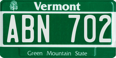 VT license plate ABN702