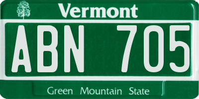 VT license plate ABN705