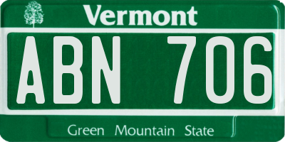 VT license plate ABN706