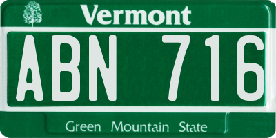 VT license plate ABN716