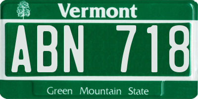 VT license plate ABN718