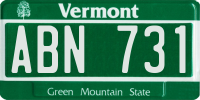 VT license plate ABN731