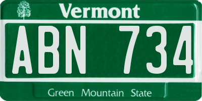 VT license plate ABN734