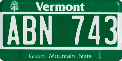 VT license plate ABN743