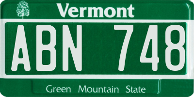 VT license plate ABN748