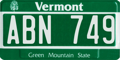 VT license plate ABN749