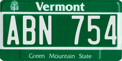 VT license plate ABN754