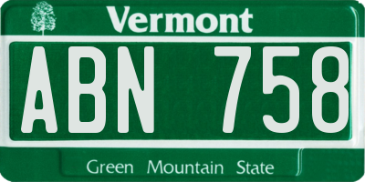 VT license plate ABN758