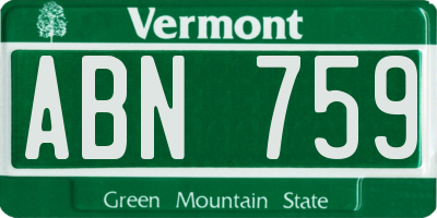 VT license plate ABN759