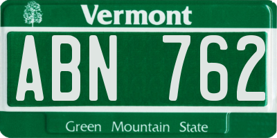 VT license plate ABN762