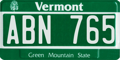 VT license plate ABN765