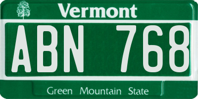 VT license plate ABN768