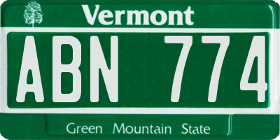 VT license plate ABN774