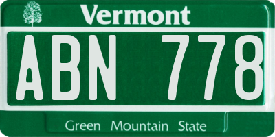 VT license plate ABN778