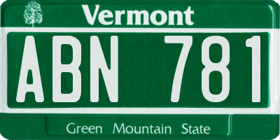 VT license plate ABN781