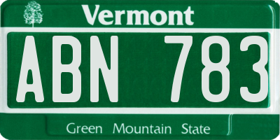 VT license plate ABN783