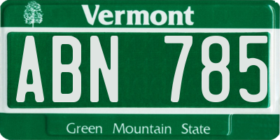 VT license plate ABN785