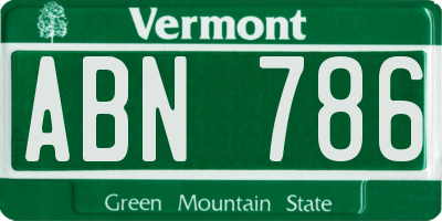 VT license plate ABN786