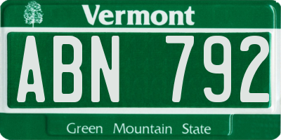 VT license plate ABN792