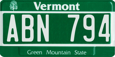 VT license plate ABN794