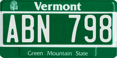 VT license plate ABN798