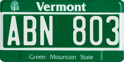 VT license plate ABN803