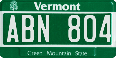 VT license plate ABN804
