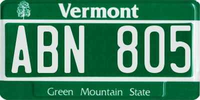 VT license plate ABN805