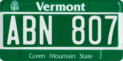 VT license plate ABN807