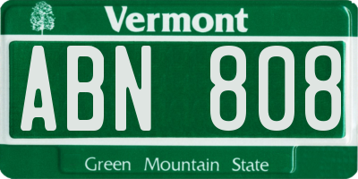 VT license plate ABN808