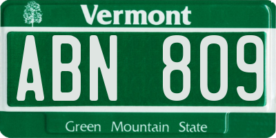 VT license plate ABN809