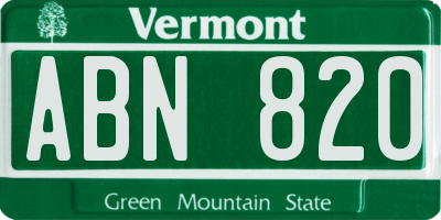 VT license plate ABN820