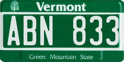 VT license plate ABN833