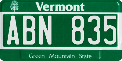 VT license plate ABN835