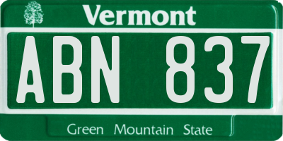 VT license plate ABN837