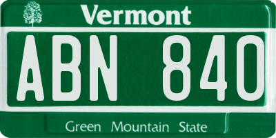 VT license plate ABN840