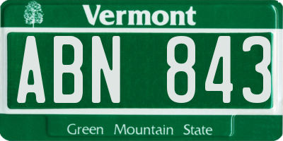 VT license plate ABN843