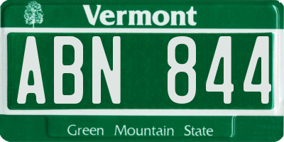 VT license plate ABN844