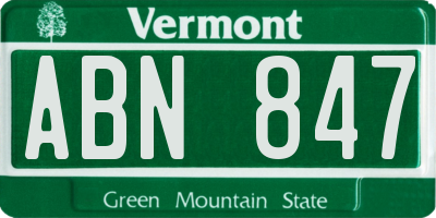 VT license plate ABN847