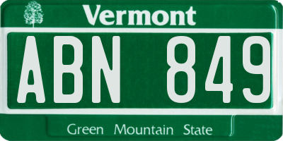 VT license plate ABN849