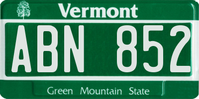 VT license plate ABN852