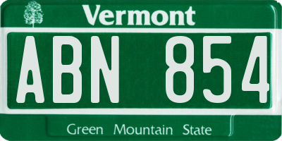 VT license plate ABN854