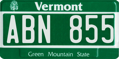 VT license plate ABN855